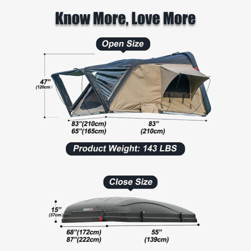 rooftop tent, universal rooftop tent, hard shell rooftop tent, ABS-032