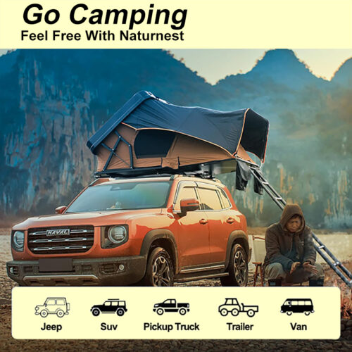 car tent rooftop, rooftop tent with sunroof access, 5 person rooftop tent, ABS-032-H