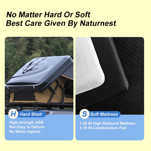 car tent rooftop, rooftop tent with sunroof access, 5 person rooftop tent, ABS-032-H