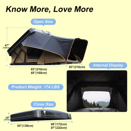car tent rooftop, rooftop tent with sunroof access, 5 person rooftop tent, ABS-032-H