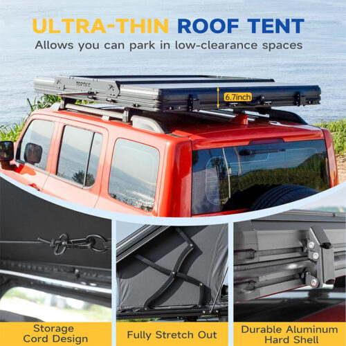 rooftop tent, aluminum rooftop tent, rooftop tent with solar panel, ALU-011-H