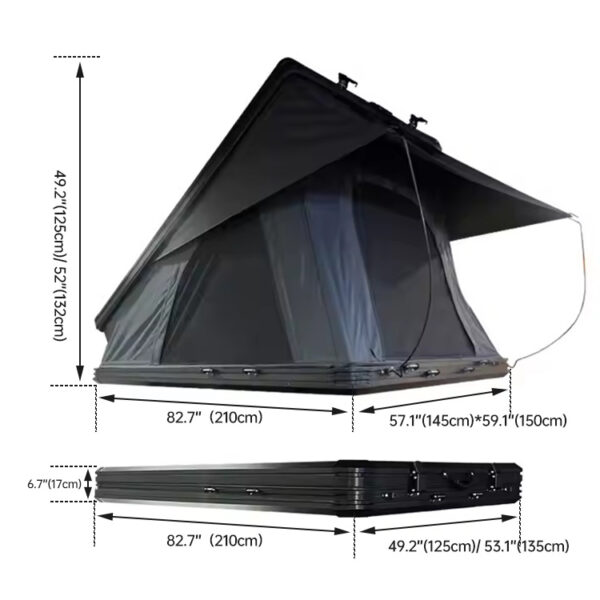 rooftop tent, aluminum rooftop tent, rooftop tent with solar panel, ALU-011-H