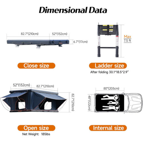 car tent rooftop, rooftop pop up tent, half height truck rack rooftop tent, ALU-021