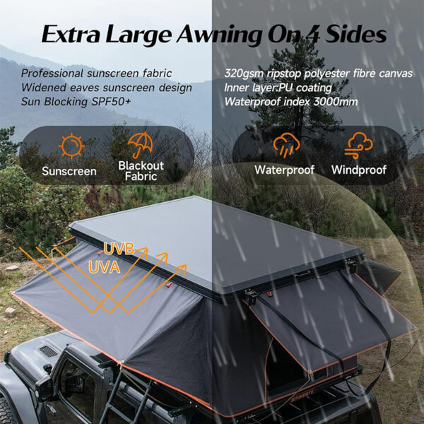 car tent rooftop, rooftop pop up tent, half height truck rack rooftop tent, ALU-021